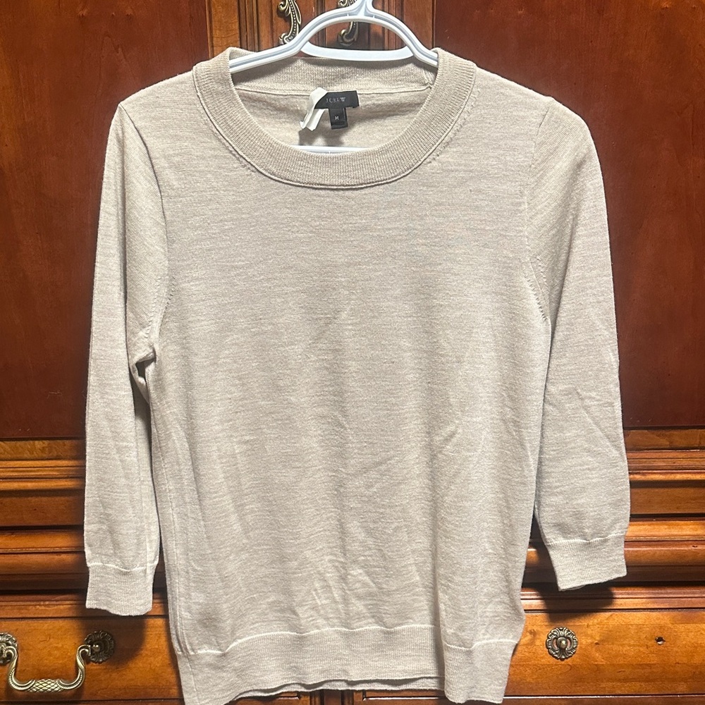 J. Crew Light Tan Knit Top 100% Marino wool